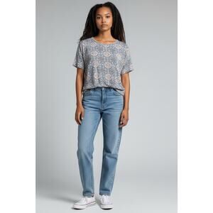 Philosophy Woman Republic Plus Blue Multi Paisley Floral Short Sleeve T-shirt 1X